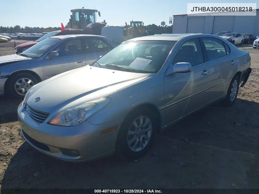 2004 Lexus Es 330 VIN: JTHBA30G045018218 Lot: 40715923