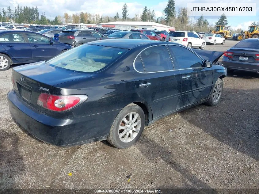 2004 Lexus Es 330 Base (A5) VIN: JTHBA30GX45016203 Lot: 40780047