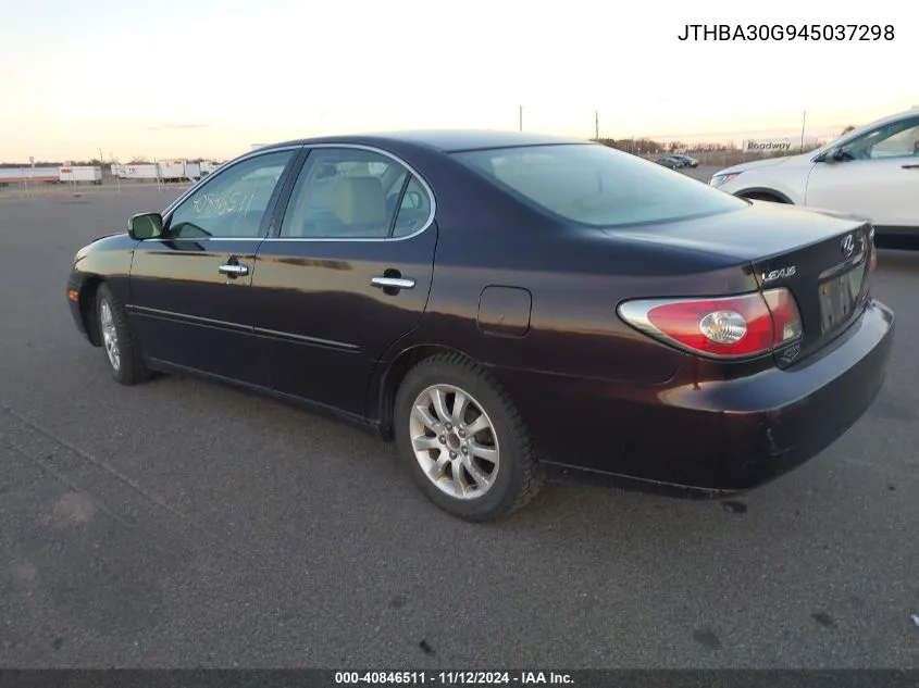 2004 Lexus Es 330 Base (A5) VIN: JTHBA30G945037298 Lot: 40846511