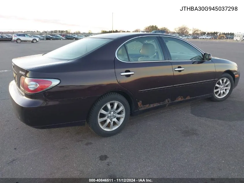 2004 Lexus Es 330 Base (A5) VIN: JTHBA30G945037298 Lot: 40846511