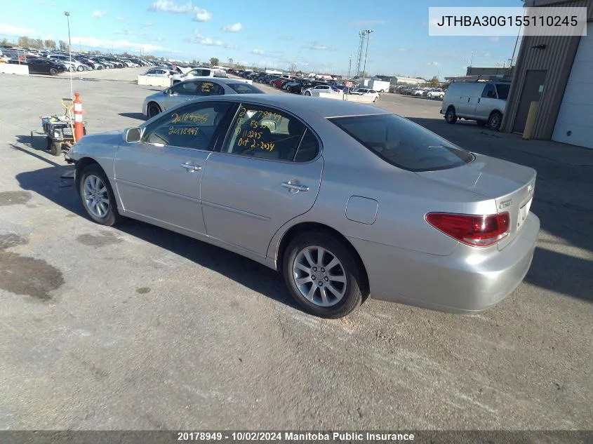 2005 Lexus Es 330 VIN: JTHBA30G155110245 Lot: 20178949