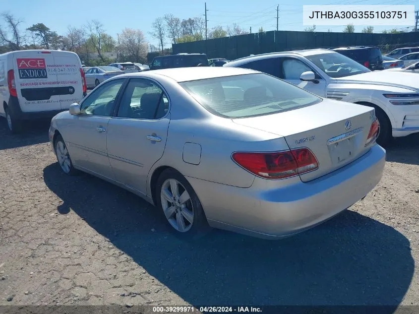 2005 Lexus Es 330 VIN: JTHBA30G355103751 Lot: 39299971