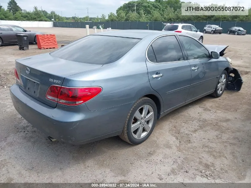 2005 Lexus Es 330 VIN: JTHBA30G055087072 Lot: 39943832