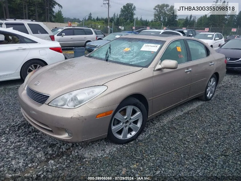 2005 Lexus Es 330 VIN: JTHBA30G355098518 Lot: 39956068