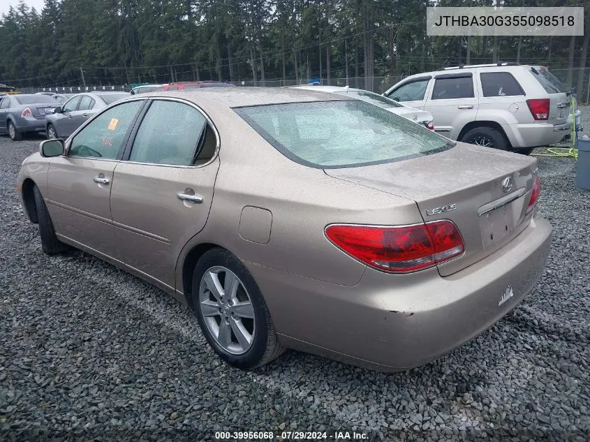 2005 Lexus Es 330 VIN: JTHBA30G355098518 Lot: 39956068