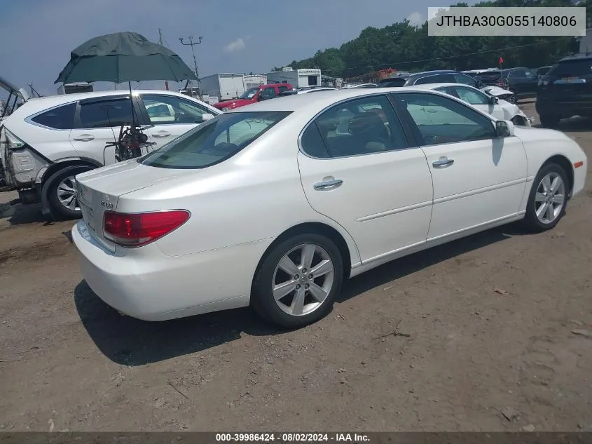 2005 Lexus Es 330 VIN: JTHBA30G055140806 Lot: 39986424