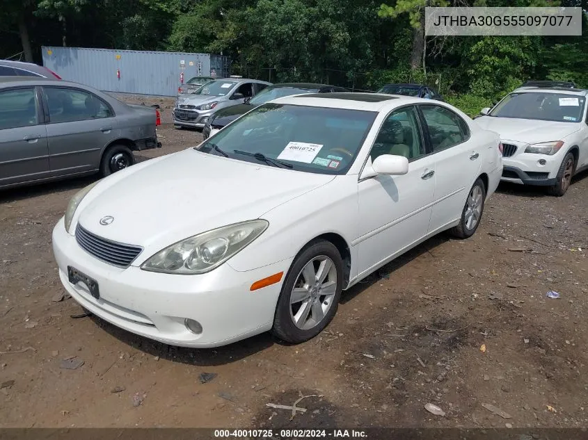 2005 Lexus Es 330 VIN: JTHBA30G555097077 Lot: 40010725