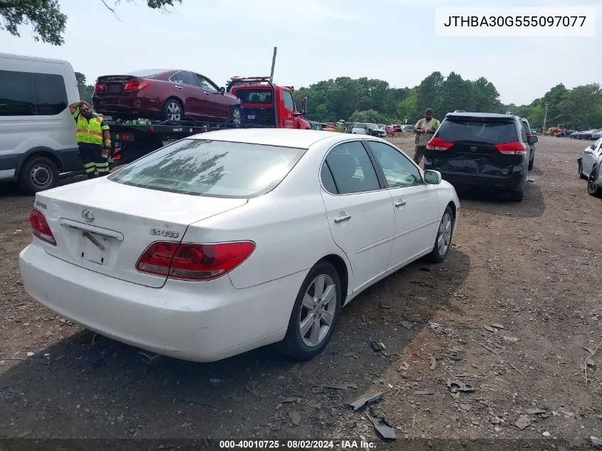 2005 Lexus Es 330 VIN: JTHBA30G555097077 Lot: 40010725