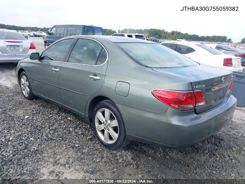 2005 Lexus Es 330 VIN: JTHBA30G755059382 Lot: 40177938