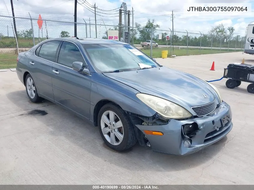 2005 Lexus Es 330 VIN: JTHBA30G755097064 Lot: 40190699