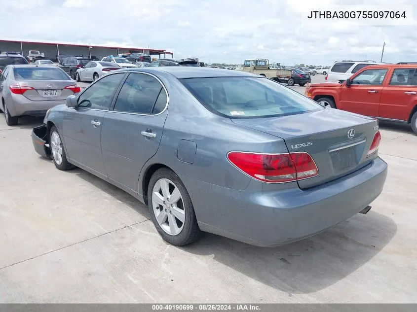 2005 Lexus Es 330 VIN: JTHBA30G755097064 Lot: 40190699