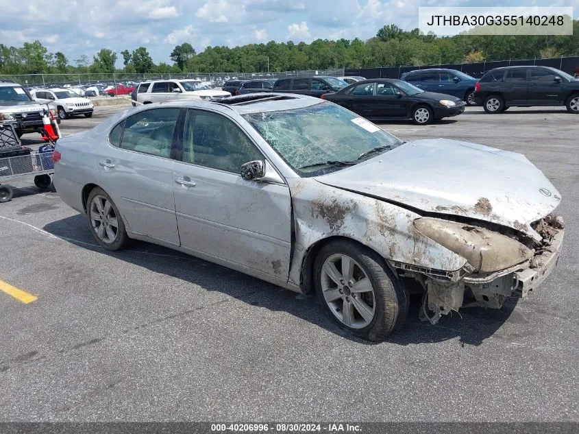 2005 Lexus Es 330 VIN: JTHBA30G355140248 Lot: 40206996