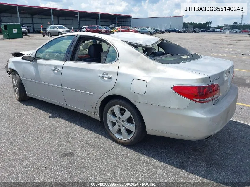 2005 Lexus Es 330 VIN: JTHBA30G355140248 Lot: 40206996