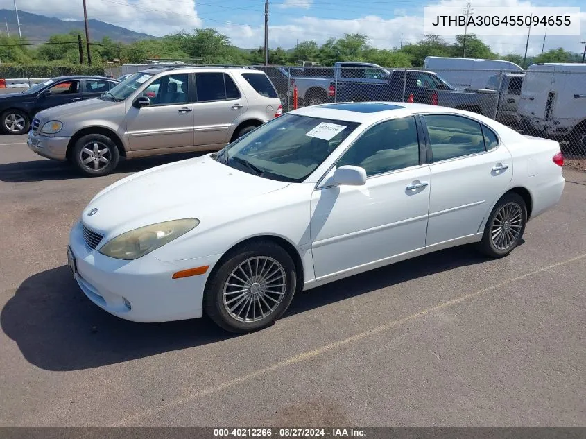 2005 Lexus Es 330 VIN: JTHBA30G455094655 Lot: 40212266