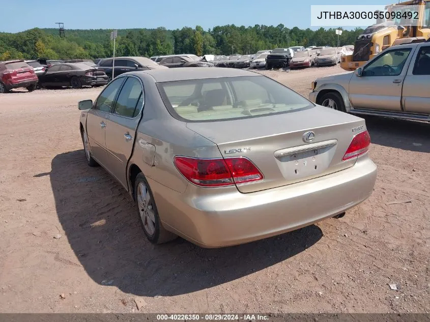 2005 Lexus Es 330 VIN: JTHBA30G055098492 Lot: 40226350