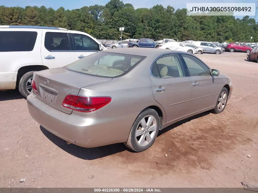 2005 Lexus Es 330 VIN: JTHBA30G055098492 Lot: 40226350