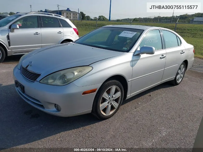 2005 Lexus Es 330 VIN: JTHBA30G755115577 Lot: 40283304