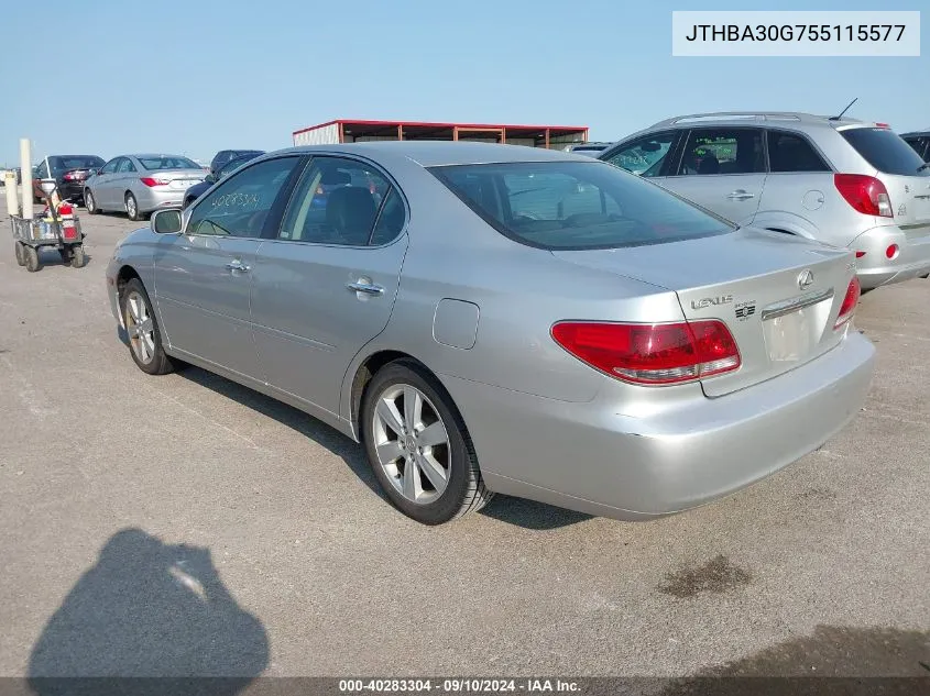 2005 Lexus Es 330 VIN: JTHBA30G755115577 Lot: 40283304