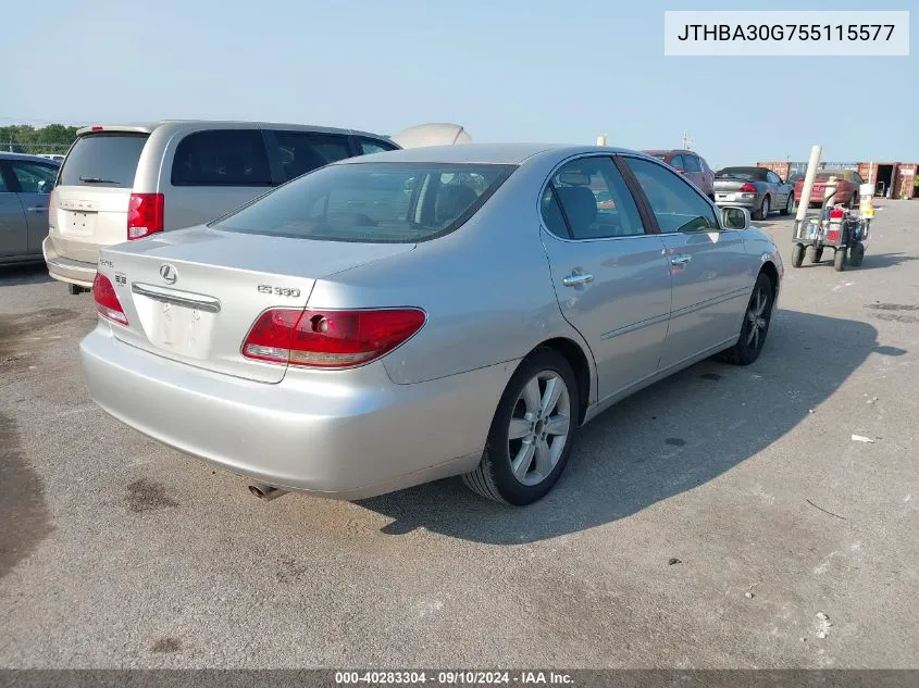 2005 Lexus Es 330 VIN: JTHBA30G755115577 Lot: 40283304