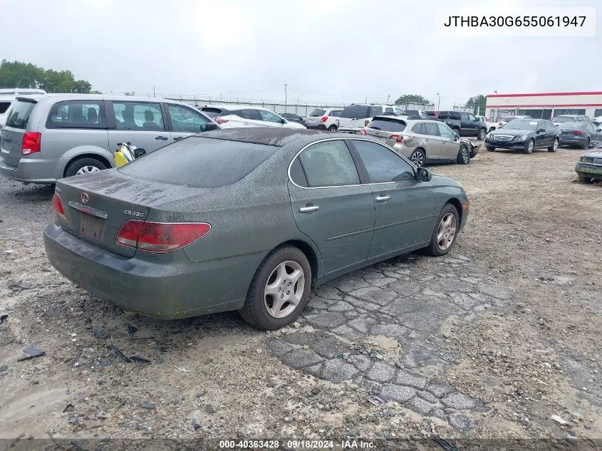 2005 Lexus Es 330 VIN: JTHBA30G655061947 Lot: 40363428