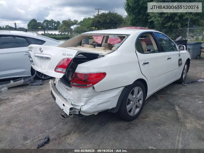 2005 Lexus Es 330 VIN: JTHBA30G655120074 Lot: 40368828