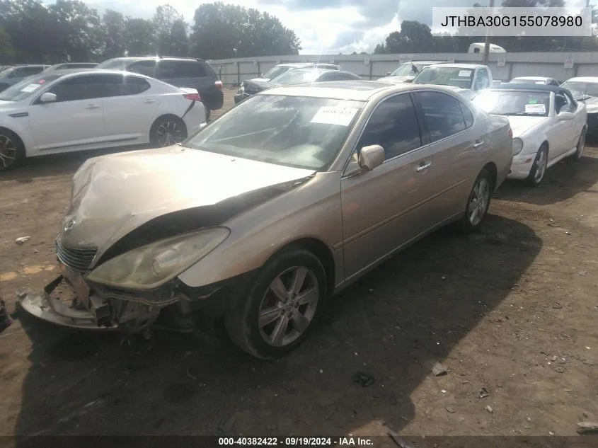 2005 Lexus Es 330 VIN: JTHBA30G155078980 Lot: 40382422