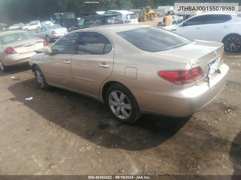 2005 Lexus Es 330 VIN: JTHBA30G155078980 Lot: 40382422