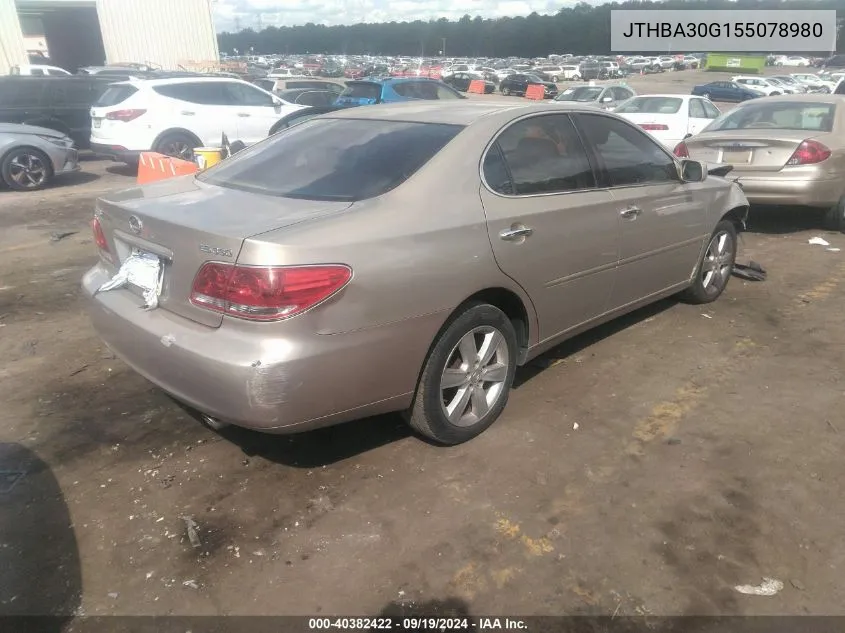 2005 Lexus Es 330 VIN: JTHBA30G155078980 Lot: 40382422