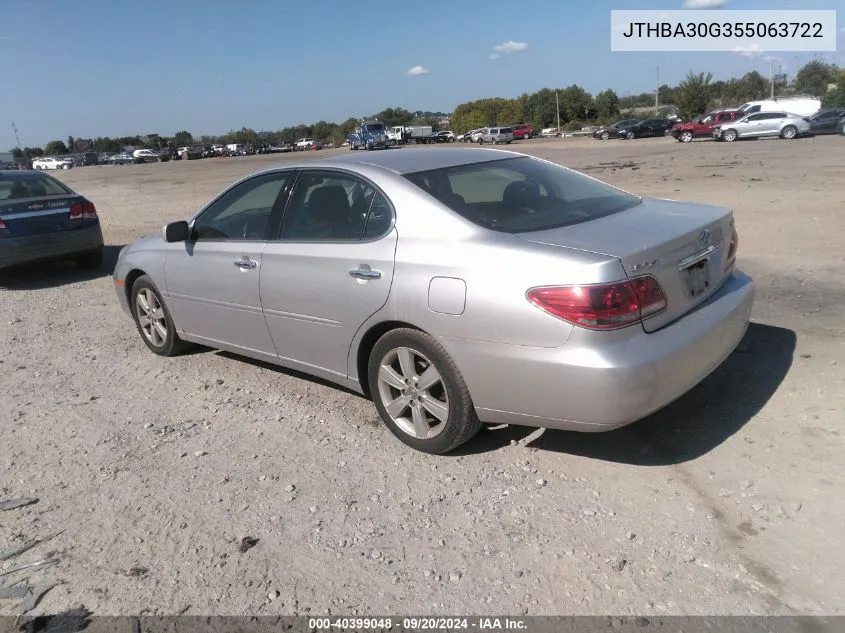 2005 Lexus Es 330 VIN: JTHBA30G355063722 Lot: 40399048