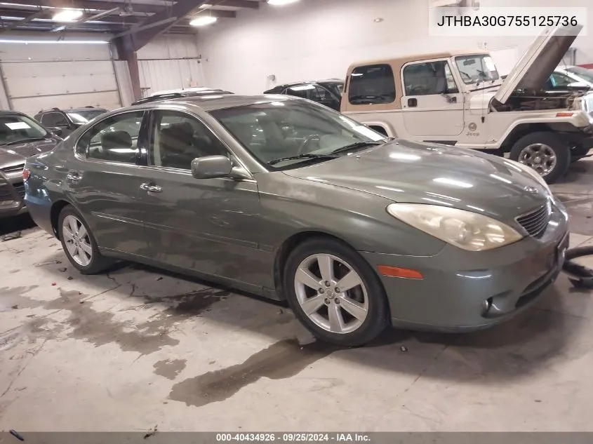 2005 Lexus Es 330 VIN: JTHBA30G755125736 Lot: 40434926