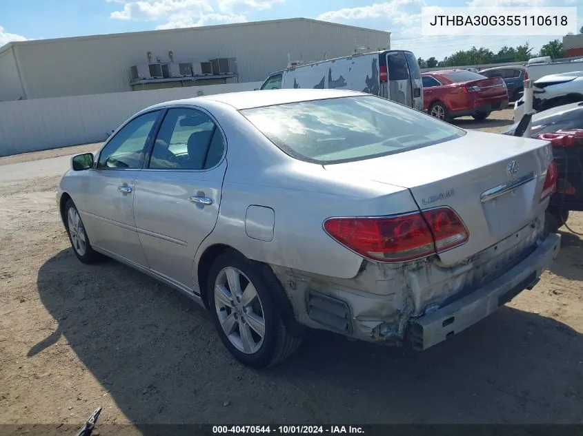 2005 Lexus Es 330 VIN: JTHBA30G355110618 Lot: 40470544