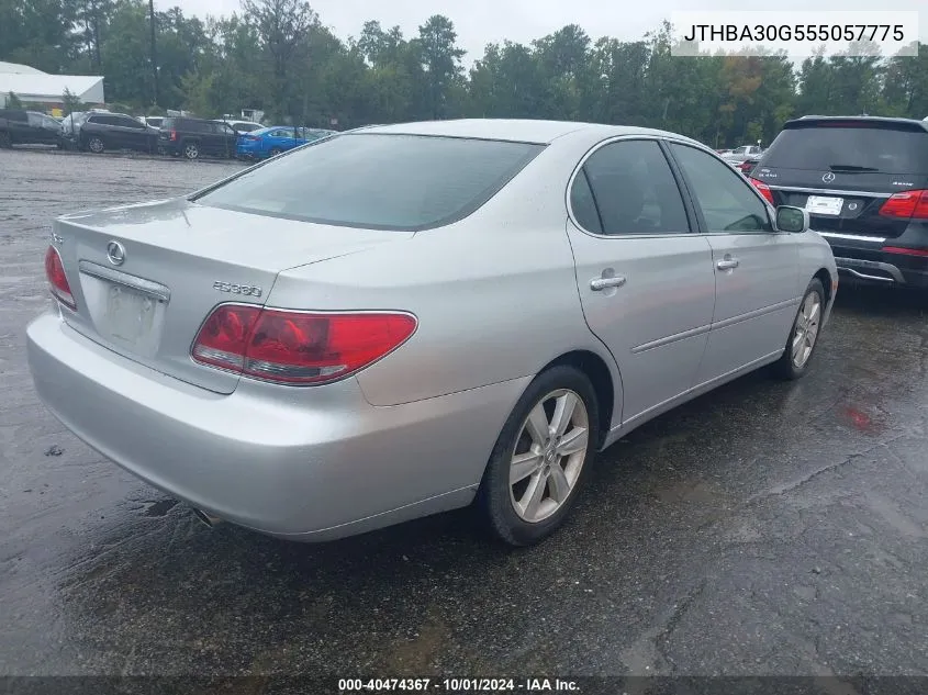 2005 Lexus Es 330 VIN: JTHBA30G555057775 Lot: 40474367