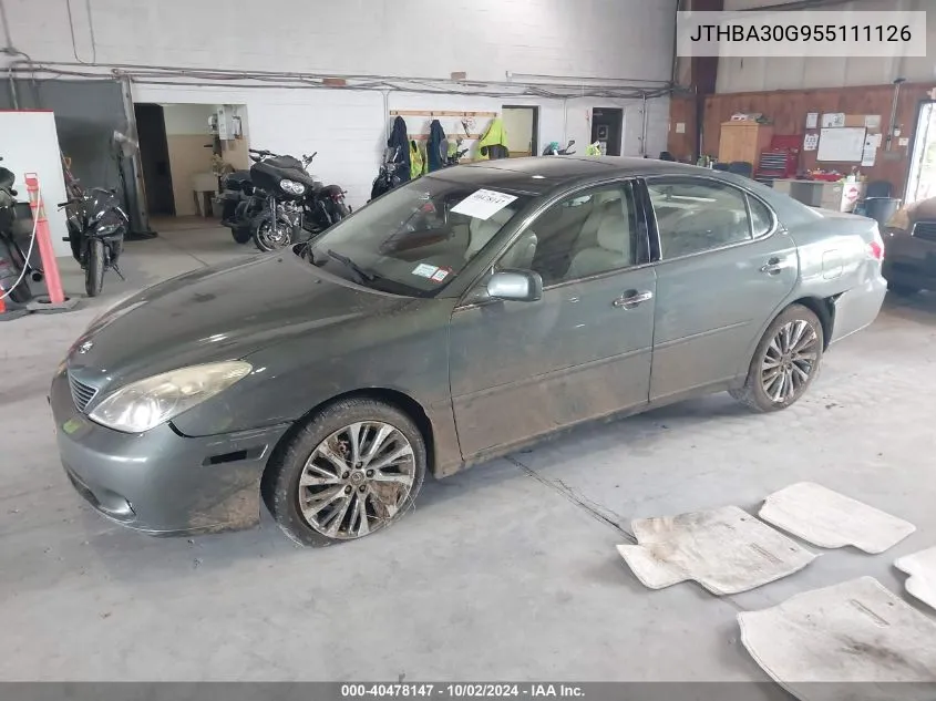 2005 Lexus Es 330 VIN: JTHBA30G955111126 Lot: 40478147