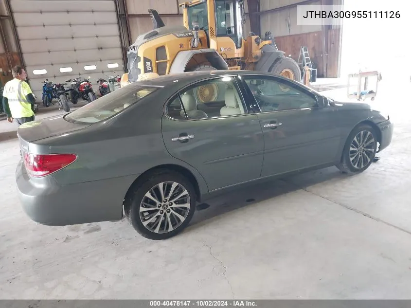 2005 Lexus Es 330 VIN: JTHBA30G955111126 Lot: 40478147