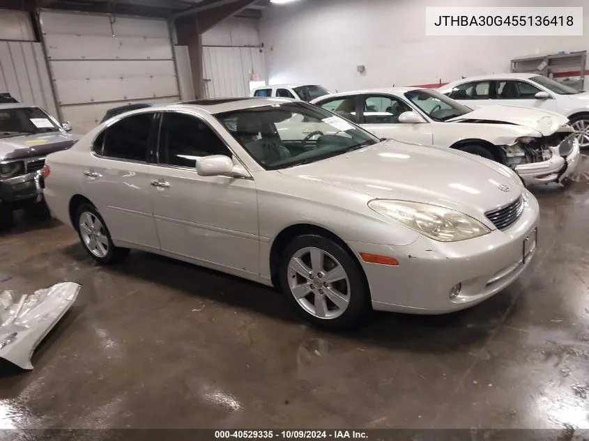 2005 Lexus Es 330 VIN: JTHBA30G455136418 Lot: 40529335