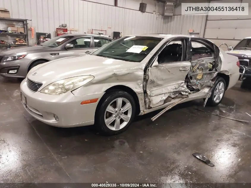 2005 Lexus Es 330 VIN: JTHBA30G455136418 Lot: 40529335