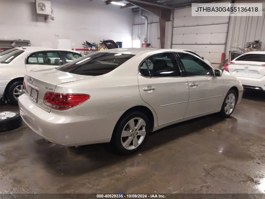 2005 Lexus Es 330 VIN: JTHBA30G455136418 Lot: 40529335