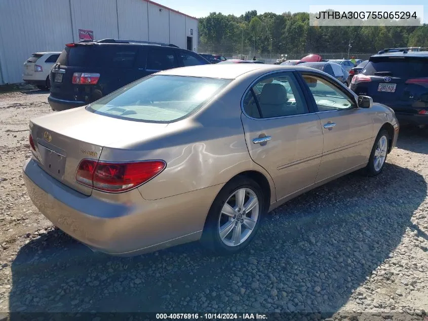 2005 Lexus Es 330 VIN: JTHBA30G755065294 Lot: 40576916