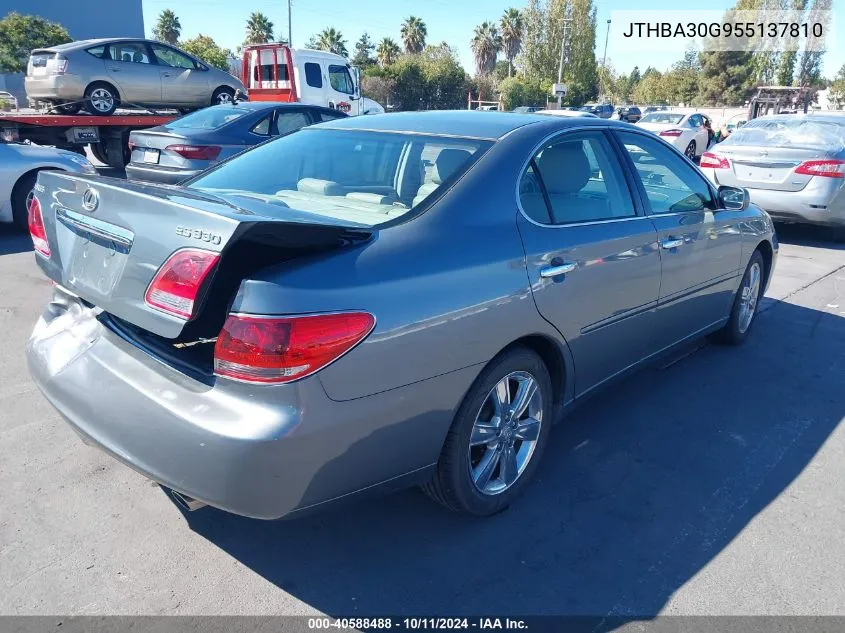 2005 Lexus Es 330 VIN: JTHBA30G955137810 Lot: 40588488