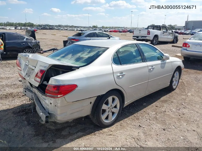 2005 Lexus Es 330 VIN: JTHBA30G055124671 Lot: 40665007