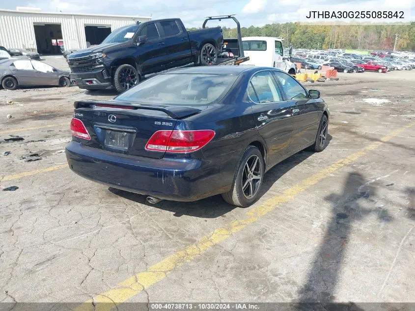 2005 Lexus Es 330 VIN: JTHBA30G255085842 Lot: 40738713