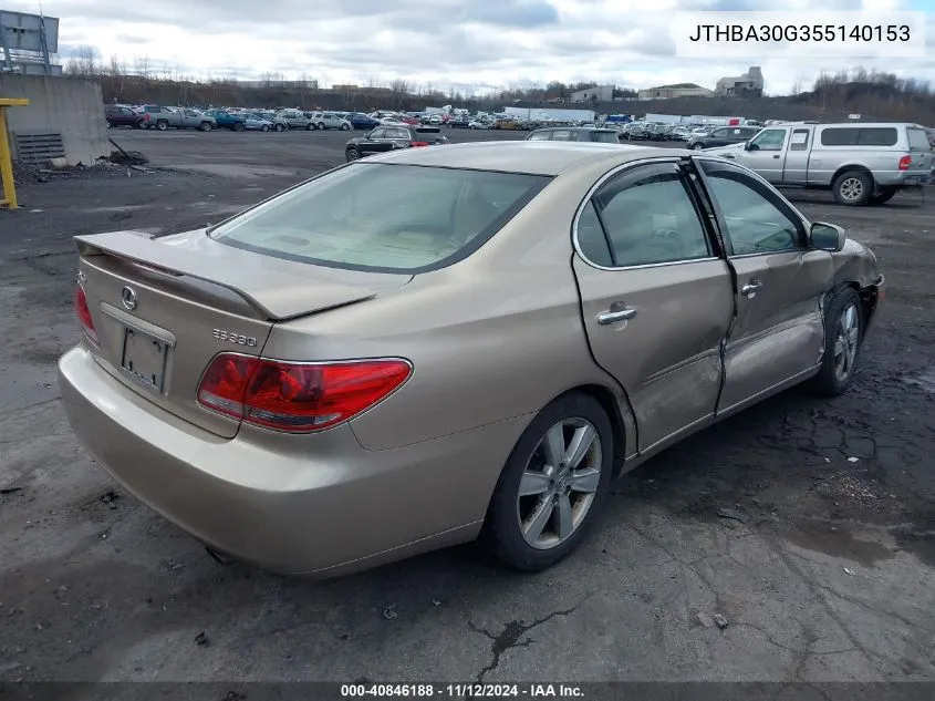 2005 Lexus Es 330 VIN: JTHBA30G355140153 Lot: 40846188