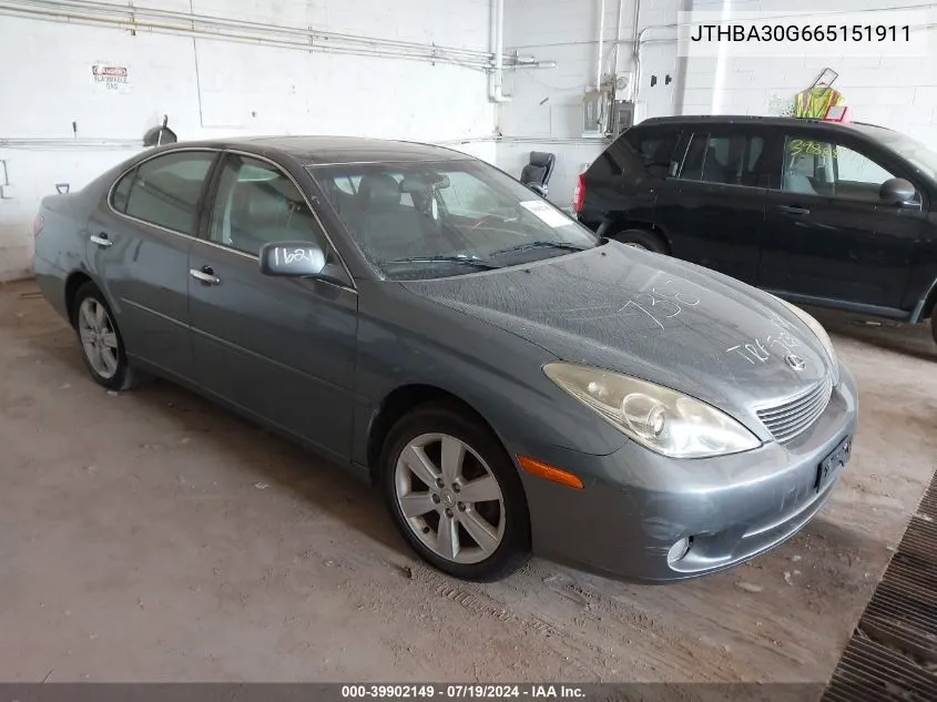 2006 Lexus Es 330 VIN: JTHBA30G665151911 Lot: 39902149