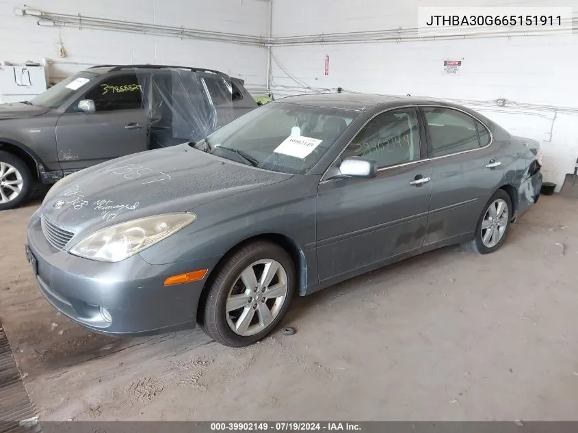 2006 Lexus Es 330 VIN: JTHBA30G665151911 Lot: 39902149