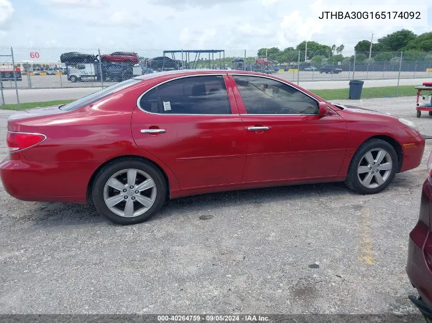 2006 Lexus Es 330 VIN: JTHBA30G165174092 Lot: 40264759