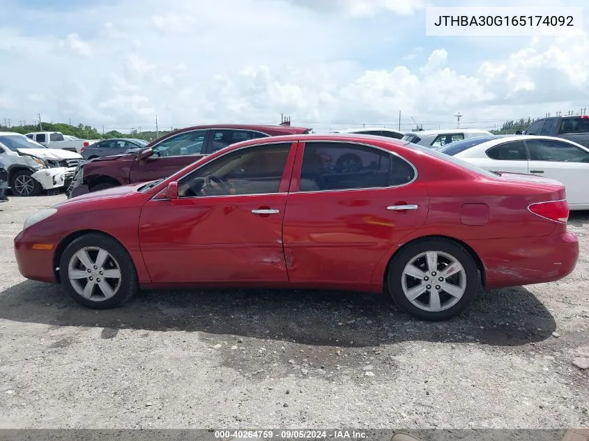 2006 Lexus Es 330 VIN: JTHBA30G165174092 Lot: 40264759