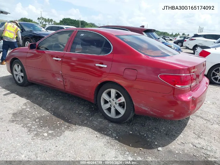 2006 Lexus Es 330 VIN: JTHBA30G165174092 Lot: 40264759