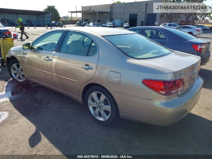 2006 Lexus Es 330 VIN: JTHBA30G665152248 Lot: 40279810