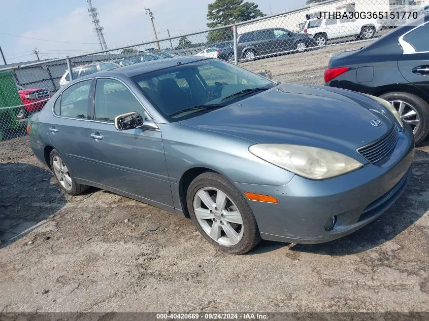 2006 Lexus Es 330 VIN: JTHBA30G365151770 Lot: 40420669