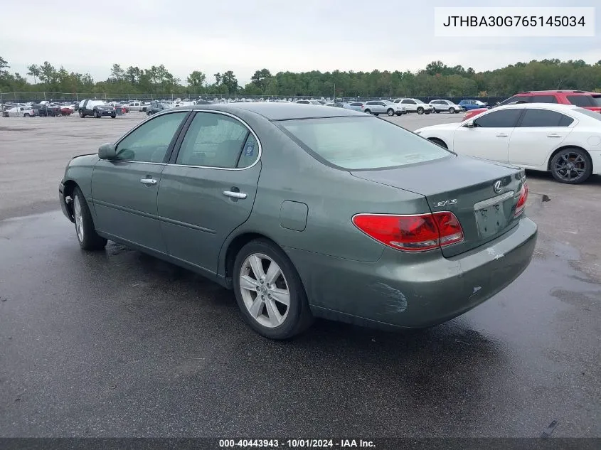 2006 Lexus Es 330 VIN: JTHBA30G765145034 Lot: 40443943